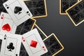 Vector background with four aces and playing cards Royalty Free Stock Photo